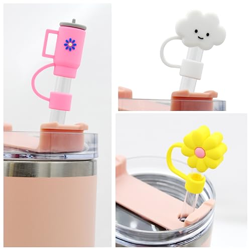 Image of Straw Cover Cap for Stanley Cup,Silicone Straw Topper 10 mm 0.4 in Reusable Straw Tips Lids,Straw Tip Covers for Stanley Cups Accessories