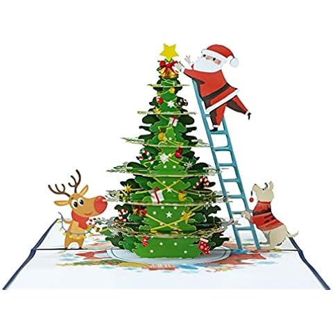 Santa Claus 3D Christmas Tree Pop Up Card Cover