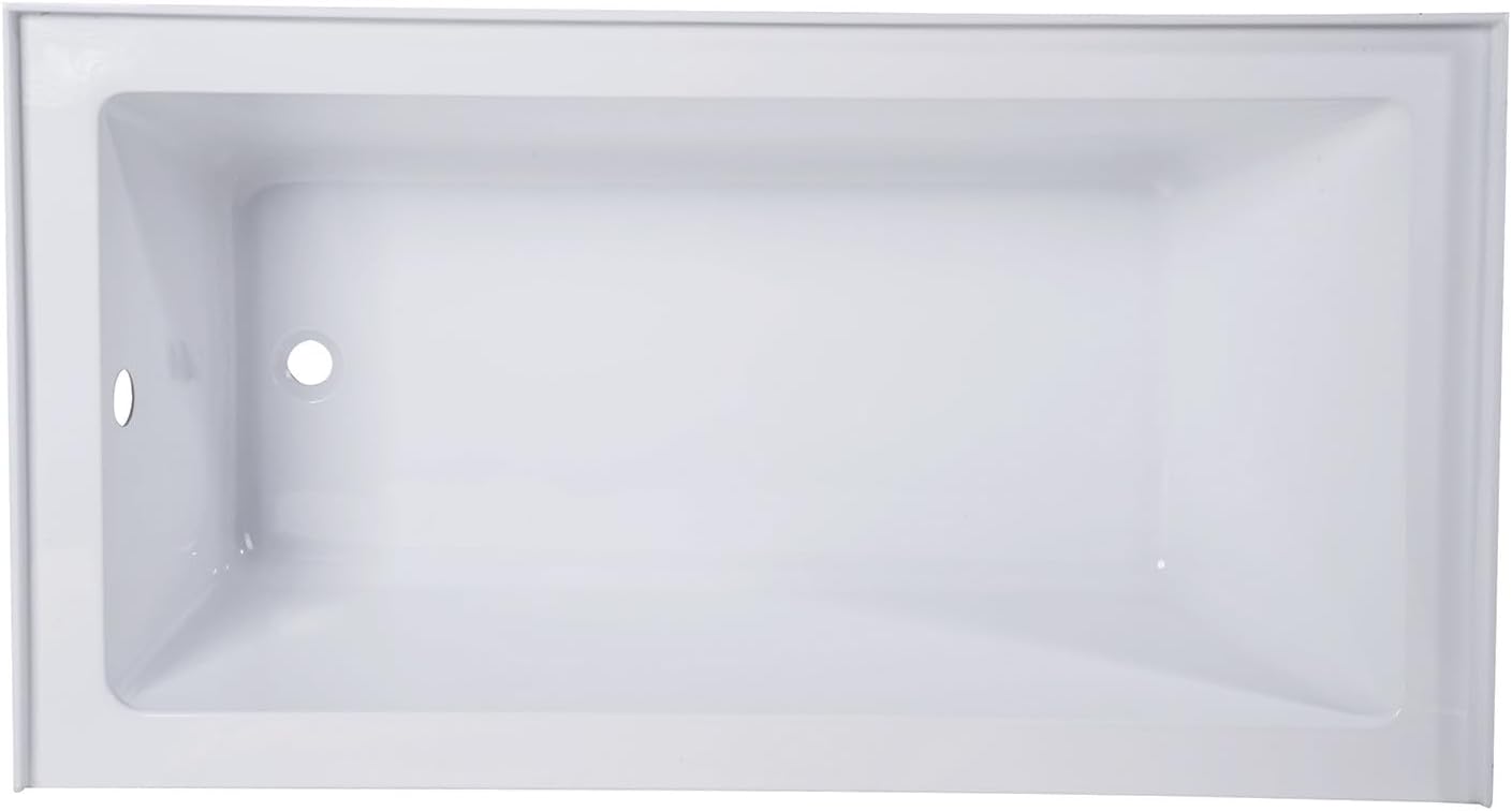 Kingston Brass Aqua Eden VTAP543022L 54-Inch Acrylic Alcove Tub with Left Hand Drain, White