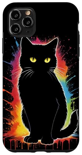 Custodia per iPhone 11 Pro Max Graffiti grunge vernice schizzi hip hop gatto multicolore