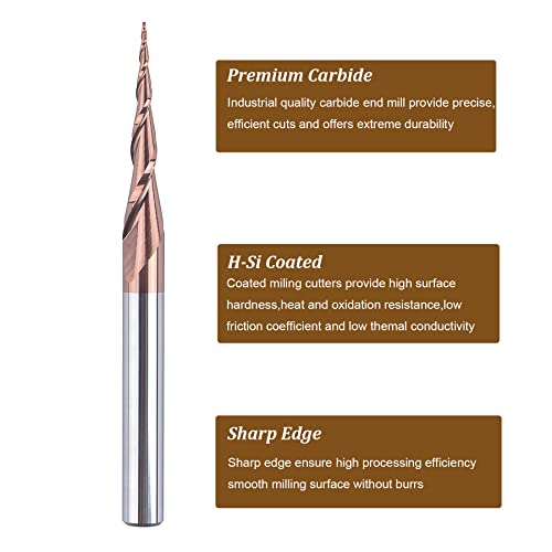 Spetool W01005 4Pcs Tapered Ball Nose End Mill 1/4 Inch -3 Inch thumb #3