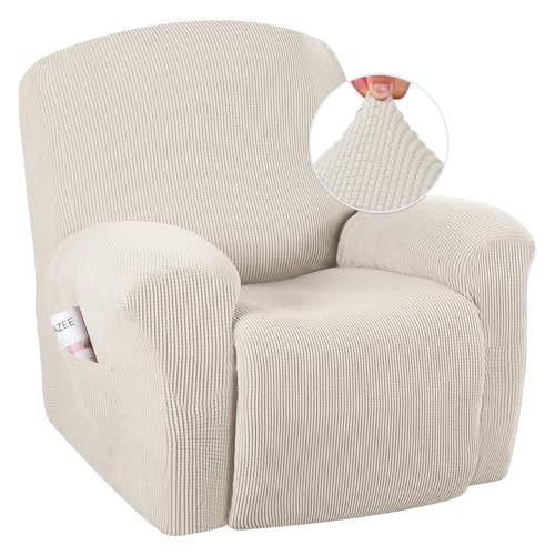 Image of H.VERSAILTEX Super Stretch Recliner Cover Recliner Couch Covers Recliner Chair Cover Form Fitted Non Slip Reclining Slipcovers for Standard Large Recliner, Soft Thick (1 Pack, Ivory)