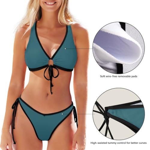 Bikini de hilo turquesa que realza la silueta sin opresión 5