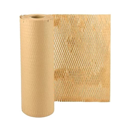 QWORK 30 cm x 50 m Papel de embalaje de panal de abeja, Alternativa al papel burbuja, para envolver regalos y artículos frágiles