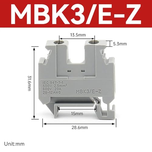Conector de cable miniatura MBK3/EZ serie UK, terminal compacto para carril DIN 2