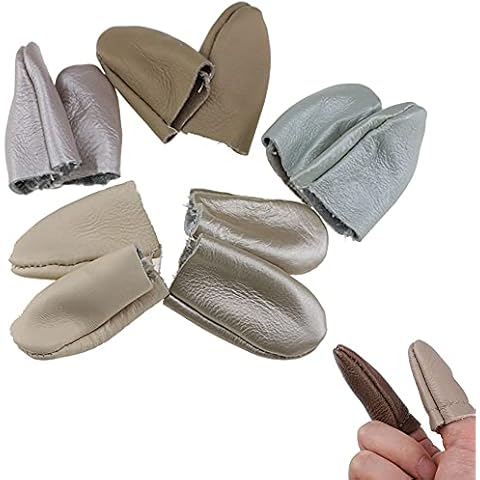 10 Pcs Needle Felting Leather Thimble Random Color Thumb Protector and Index Finger Thimble for Needlework Sewing Hand Craft Cover