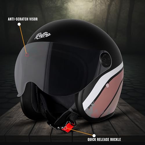 Image of Steelbird SBH-54 Retro Rustic ISI Certified Open Face Helmet for Women and Men Motorbike Helmet