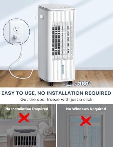 25-INCH-Evaporative-Air-Cooler-Swamp-Cooler-Air-Conditioner-wDouble-Tanks-Smart-Timer-3-Ice-Packs-60W-Windowless-Air-Conditioner-70-Oscillation3-Speed-Portable-Air-Conditioners-for-Room
