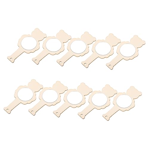 VICASKY DIY Printing Wood Mirror Toys 10pcs Children's Creative Makeup Mirror Accessories