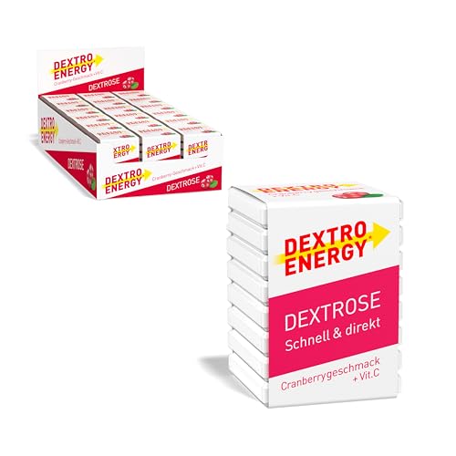 Dextro Energy Würfel Cranberry + Vitamin C - 18x46g (18er Pack) - Schnell verfügbarer Traubenzucker mit Zusatz von Vitamin C - Geeignet für Schule Sport - Stärkung des Immunsystems