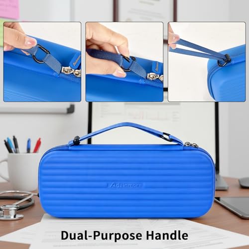 Image of Large Stethoscope Case for 3M Littmann Classic III and BP Cuff-Blue | Also Fits Paramed, for FriCARE and for Scienlodic; Layered Pockets Organize Medical Tools, Blue, Case Only