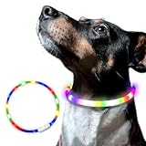 犬 猫 光る 首輪 LED レインボー 夜間 事故防止 ペット 散歩 ライト USB 充電 小型犬 中型犬 大型犬