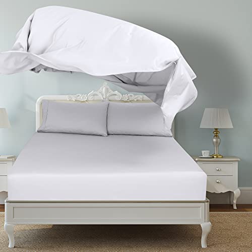 Image of Royale Linens 6 Pack Bulk Flat Sheet Set - Top Sheets - Soft 1800 Microfiber - Stain Resistant - for Hotel, Massage Table, Hospital, Dorm - California King Flat Sheet Sold Separately (King Cal, White)