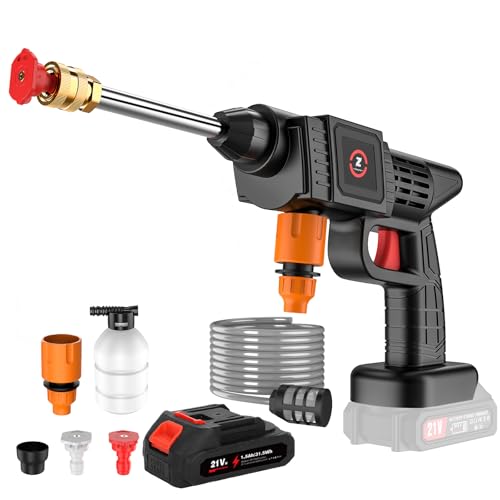 Rondella ad alta pressione senza fili, 21 V, 50 bar, idropulitrice portatile a batteria, con batteria, pistola per lavaggio auto, finestra, prato (C, batteria da 1,5 Ah)