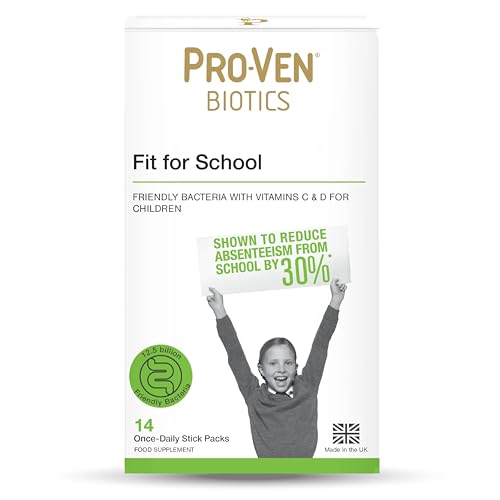 Pro-Ven Probiotics for Children (3-16) Fit for School Immune Health 12.5 Billion CFU Friendly Bacteria, Vitamin C & Vitamin D Supplement 14 Powder Sachets