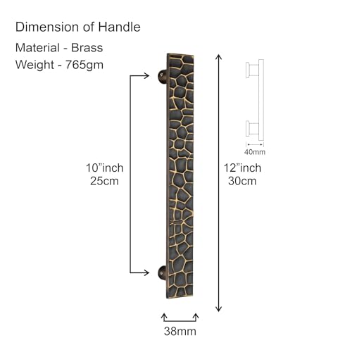 Image of COMPASS 12 inch Brass Main Door Handle | Door Handles for Main Door | Pull Handles for All The Doors of House | Office | Hotels | PH-GYT (Pack of 1, Antique Finish)