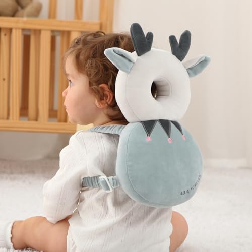 Image of Baby Head Protector Backpack - Soft & Lightweight Head Protection Pillow for Bebe Walking and Crawling(Deer)