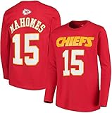 NFL Youth Team Color Mainliner Player Name and Number Long Sleeve Jersey T-Shirt (Large 14/16, Patrick Mahomes Kansas City Chiefs Red)