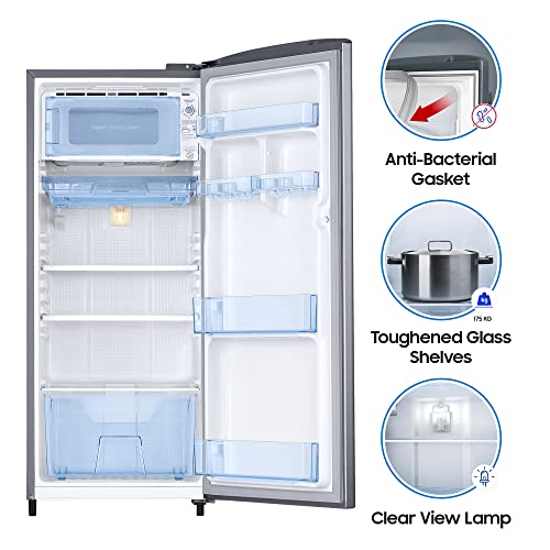 Image of Samsung 192 L 3 Star Inverter Direct-Cool Single Door Refrigerator Appliance (RR20T172YS8 /HL, Red, Elegant Inox)