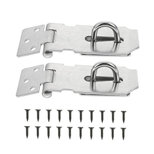 IWOWHERO 2 Sets Stainless Steel Buckle Shift Knob Door Lock Latch Heavy Duty Hasp Clasp Lock Hasp Latch Padlock Hasp Lock Shed Clasp Door Clasp Hasp Window Lock Silver 304 Stainless Steel