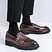 Men's Double Monk Strap Lug Sole Slip On Loafers Fashion Classic Platform Chunky Business Dress Leather Shoes for Formal/Party/Work (Brown,12)