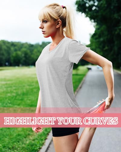 Taiyin 10pcs Women's Quick Dry T Shirts V Neck Short Sleeve Lightweight Shirts Tee for Workout Athletic Yoga Hiking Running4