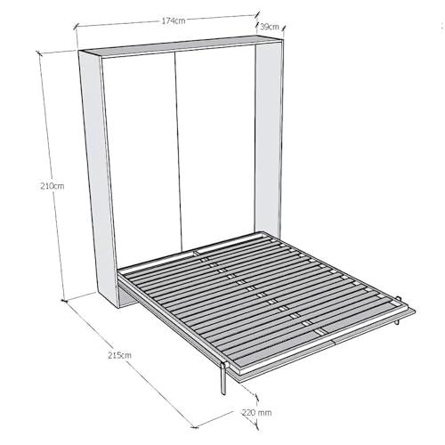 IMAGO FACTORY Kento – Klappbett, Funktionsbett, Schrank mit Doppelklappbett, Wandbett, Platzsparend Bett, Matratze Nicht Enthalten, das Bett Kommt Zerlegt an, Betonfarbe – Bild 6