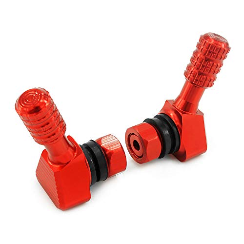 Heinmo Motorcycle 2Pcs Universal Wheels Air Tire Stem Tyre Valve Stems Dustproof Caps Cover For Yama' Dirt Bike With 90 Degree Tri-Angle Shape (Red) #TOP2