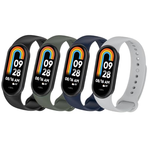 Msksjer 4 Stück Armband kompatibel mit Xiaomi Mi Band 4/Mi Band 3 für Damen Herren, Weiches Silikon Sport Armbänder für Mi Band 3/4 Msksjer 4 Stück Armband kompatibel mit Xiaomi Mi Band 4/Mi Band 3 für Damen Herren, Weiches Silikon Sport Armbänder für Mi Band 3/4