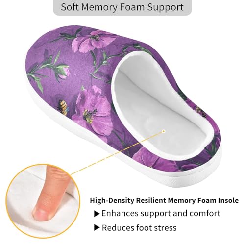 JUNZAN Safari Portulaca Grandiflora Purple Womens House Cotton Slippers Comfort Memory Foam Foam Slippers for Hotel Christmas Presents 6-72