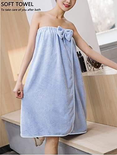GOSCHE Bath Wrap for Women, Adjustable Shower Wrap Towel with Home Hotel Bathrobes Nightgown for Sauna Beach Pool Gym Travel - Blue XL