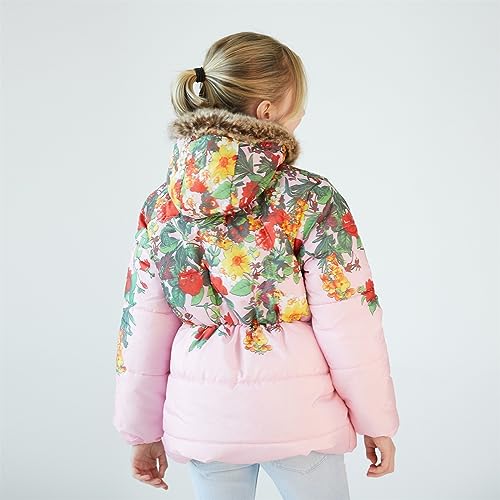 KAGAYD Toddler Girls Puffer Padded Jacket Kids Winter Windproof Coat Hooded Warm Outwear Cute Prints Clothing4