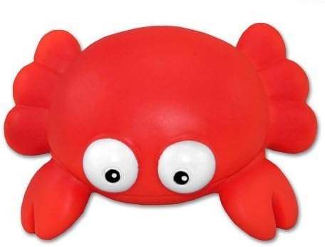 DolliBu Crab Bath Buddy Squirter - Floating Red Crab Rubber Bath Toy, Fun Water Squirting Bathtime Play for Toddlers, Cute & Soft Sea Life Animal Toy for The Bathtub, Beach, Pool for Girls & Boys