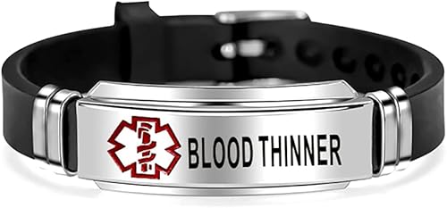 Miniatura 1 de Pulsera de identificación de alerta médica grabada con láser, pulsera de silicona ajustable para hombres y mujeres, primeros auxilios de emergencia