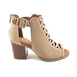 UMore Botin de Mujer campero de Tacon Alto con Lateral Abierto y Corte Calado Primavera Verano