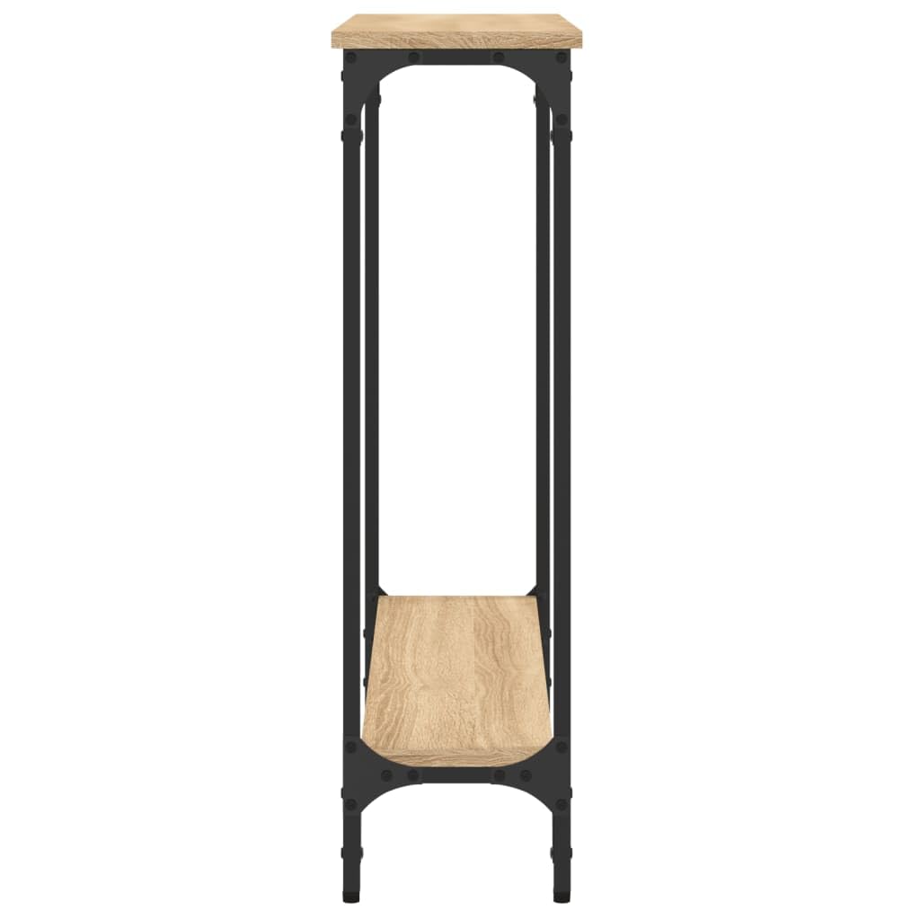 Console en chêne Sonoma 75 x 22,5 x 75 cm Matériau bois avec cadre en métal et quatre pieds réglables, espace de rangement pour magazines et articles de décoration, durable