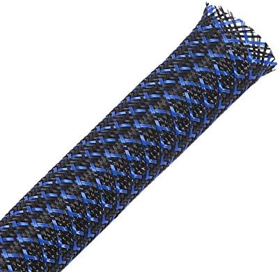 25ft - 3/4 inch PET Expandable Braided Sleeving – Blackblue – Alex Tech braided cable sleeve