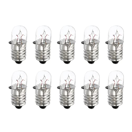 sourcing map E10 Tornillo Base Miniatura Bombillas 24V/3W Cálida Amarillo Luz Mini Lámparas con Caja, 1 Juego/10 Paquete