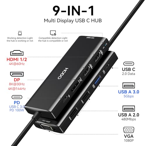 Image of USB C Docking Station Dual Monitor for HP,Laptop Docking Station 3 Monitors