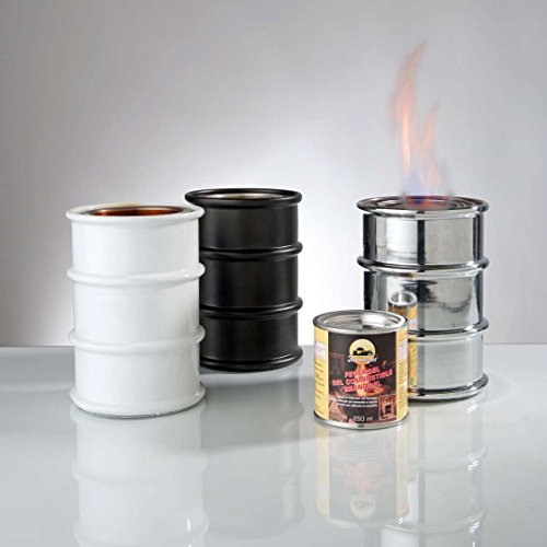 sompex Öllampe Barrel Feuertonne für Brenngel in weiß 3318 kleines Lagerfeuer zum mitnehmen Barrel Tischfeuer Garten Balkon Feuer Tisch Kamin