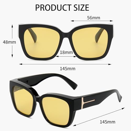 Night Vision Driving Glasses for Women Men Polarized Fit Over Prescription Glasses Anti Glare Fit Night Drive4