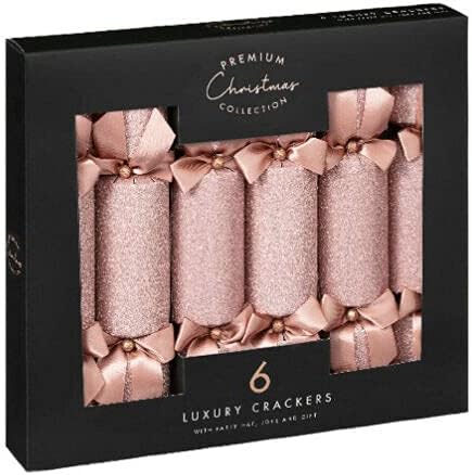 fiz PORIUM 6 Luxury 14'' Rose Gold Christmas Crackers Premium Gifts Novelty Table Fun Game Can Be Used For Office Parties, Restaurants - Rose Gold