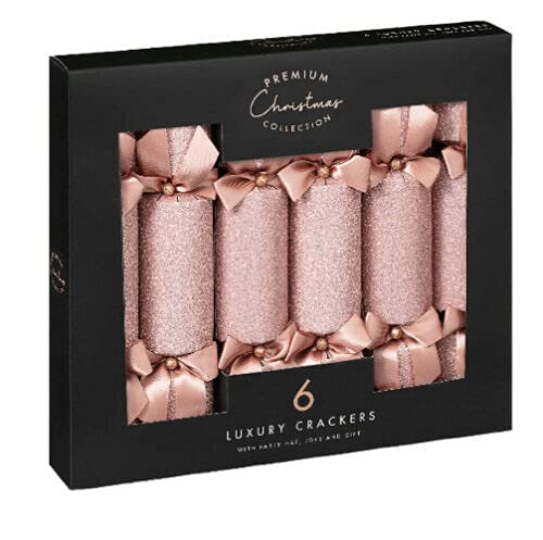 fiz PORIUM 6 Luxury 14'' Rose Gold Christmas Crackers Premium Gifts Novelty Table Fun Game Can Be Used For Office Parties, Restaurants - Rose Gold