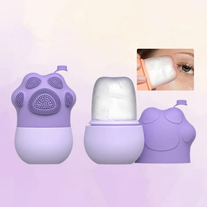Image of MARKWELL Ice Roller for Face with Scrubber | Ice Roller for Face | Face Ice Roller for Men & Women | Ice Cube Roller for Glowing Skin & Puffy Eyes | Reusable & Unbreakable (Purple)