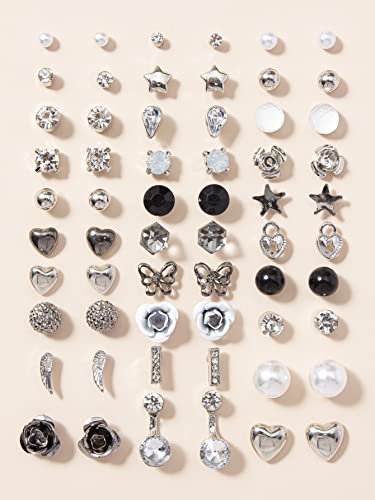 Image of Shining Diva Fashion 30 Pairs Combo Set Stylish Crystal Pearl Earrings for Women and Girls