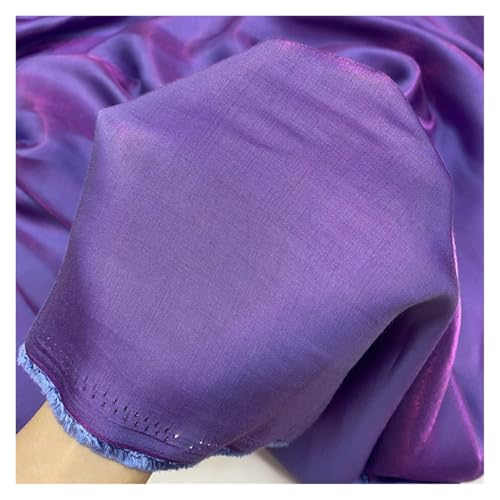 Tissu mercerisé premium en satin gradient pourpre, matériel de couture irisé d'exception