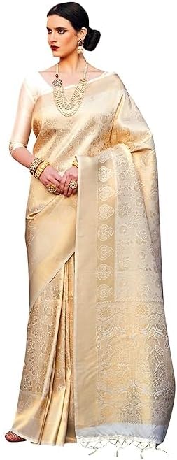 Jaanvi fashion Women's Banarasi Silk With Gold-Toned Zari Jacquard Work Saree...