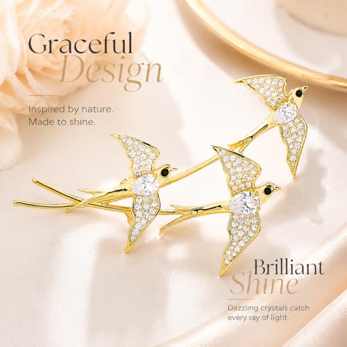 Image of Animal Brooch for Women Zirconia Rhinestone Abalone Shell Animal Lapel Pin Christmas Birthday Holiday Gift for Wife Mother Girlfriend Daughter