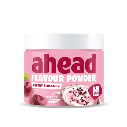 ahead Flavour Powder | Cherry Sensation 250g | 83 Portionen | Nur 10 kcal pro Portion | Kalorienarmes Geschmackspulver mit Inulin und Laktase | Geprüfte Qualität - Made in Germany