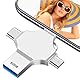uvervint USB Stick 512GB 4 in 1 Flash Drive Metall Speicherstick 512GB USB Sticks 3.0 Wasserdicht Pendrive for Android Mobilephone, Laptop,Computer and PC